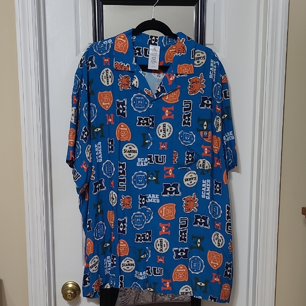Men's Monsters University Blue Short-Sleeve Logo Print Shirt
